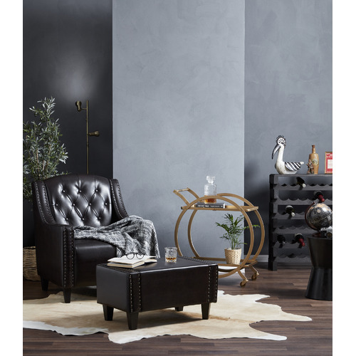 Leather armchair and discount footstool